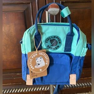 NWT Fjällräven Kånken Art Sling Backpack - Blue and Green